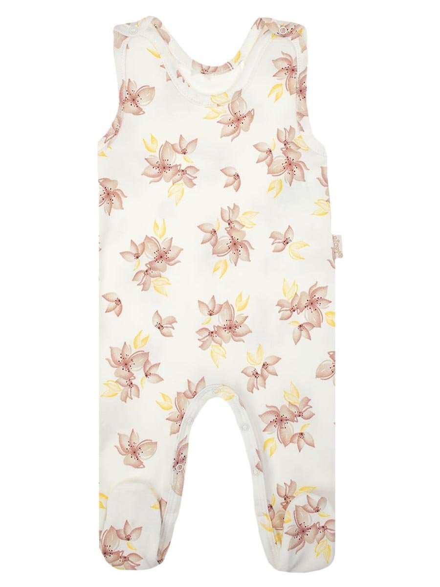 Dziewczęcy śpioch bawełniany Kwiaty kremowy Nicol,r.62