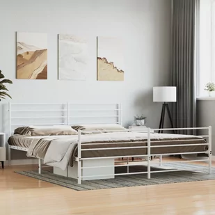 vidaXL Metalowa rama łóżka z wezgłowiem i zanóżkiem, biała, 180x200 cm - Inne meble do sypialni vidaXL Metalowa rama łóżka z wezgłowiem i zanóżkiem, biała, 180x200 cm - Inne meble do sypialni - miniaturka - grafika 1
