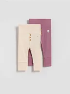 Komplety dla niemowląt - Reserved - Bawełniane legginsy 2 pack - jasnofioletowy - miniaturka - grafika 1