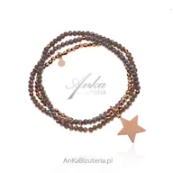 Bransoletki - ankabizuteria.pl Bransoletka srebrna pozłacana różowym złotem z GWIAZ - miniaturka - grafika 1