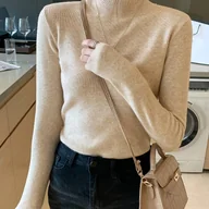 Swetry damskie - TEMU Damski sweter z pół wysokiego dekolta - miniaturka - grafika 1