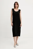 Sukienki - Sisley sukienka kolor czarny midi prosta 41WELV07D - miniaturka - grafika 1