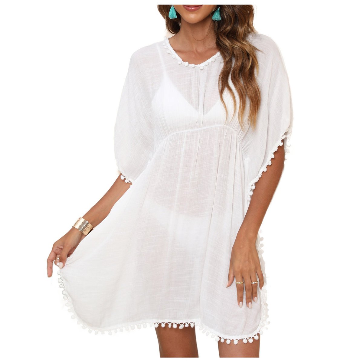 Pareo plażowe sukienka tunika boho frędzle