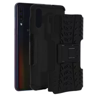 Etui i futerały do telefonów - Odporne na wstrząsy etui z podstawką, tylna obudowa do Samsunga Galaxy A70 i podstawka — czarne - miniaturka - grafika 1