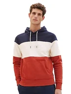 Bluzy męskie - TOM TAILOR Męska bluza z kapturem o wyglądzie Cutline, 14302-Velvet Red, M - miniaturka - grafika 1