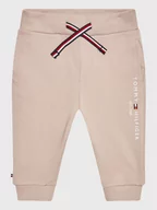Spodnie i spodenki dla dziewczynek - Tommy Hilfiger Spodnie dresowe Essential KN0KN01281 Beżowy Regular Fit - miniaturka - grafika 1