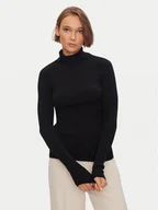 Swetry damskie - Kontatto Golf 3M0117 Czarny Slim Fit - miniaturka - grafika 1
