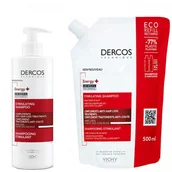 Zestawy kosmetyków damskich - Vichy Dercos Zestaw Energy+ (Szampon stymulujący 400ml +Refill 500ml) - miniaturka - grafika 1
