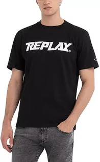 Koszulki męskie - Replay T-shirt męski, 098 BLACK, S - grafika 1