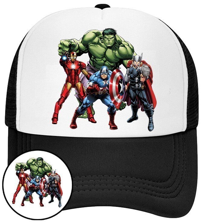 Czapka z Daszkiem Avengers Czarna z Nadrukiem Na Lato Siatka Bejsbolówka