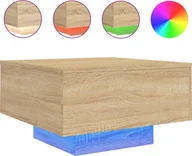 Ławy i stoliki kawowe - vidaXL Stolik kawowy z oświetleniem LED dąb sonoma 55x55x31 cm - miniaturka - grafika 1