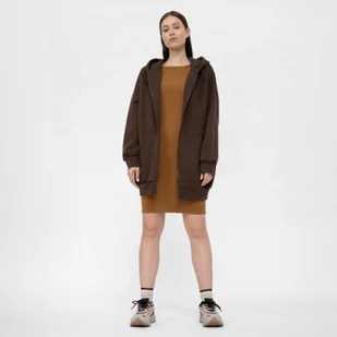 Damska bluza dresowa rozpinana z kapturem 4F 4FAW22TSWSF420 - brązowa - Koszulki sportowe damskie - miniaturka - grafika 1