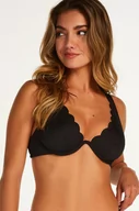 Stroje kąpielowe - Hunkemöller Scallop biustonosz bikini bez wkładek z fiszbinami Czarny - miniaturka - grafika 1