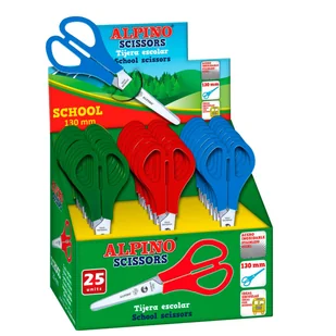 Nożyczki szkolne ALPINO 13cm 3 kolory DISPALY 25 sztuk - Nożyczki - miniaturka - grafika 1
