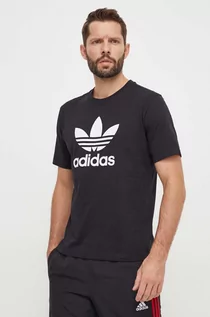 Koszulki męskie - adidas Originals t-shirt bawełniany Trefoil męski kolor czarny z nadrukiem IU2364 - grafika 1