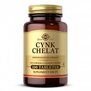 Solgar Cynk chelat 100 tabletek - Witaminy i minerały - miniaturka - grafika 1