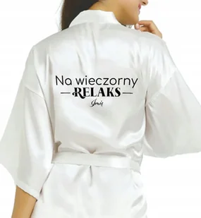 SZLAFROK SATYNOWY BIAŁY Na Prezent WIECZORNY RELAKS IMIĘ Różne Wzory - Piżamy damskie SZLAFROK SATYNOWY BIAŁY Na Prezent WIECZORNY RELAKS IMIĘ Różne Wzory - Piżamy damskie - miniaturka - grafika 1