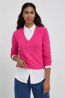 Swetry damskie - Benetton United Colors of United Colors of sweter wełniany damski kolor różowy lekki - grafika 1