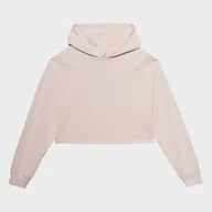 Bluzy sportowe damskie - Damska bluza dresowa nierozpinana z kapturem 4FSS23TSWSF362 - beżowa - miniaturka - grafika 1