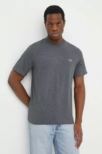 Koszulki męskie - Lacoste t-shirt bawełniany męski kolor szary gładki - grafika 1