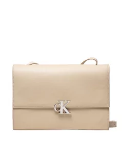 Torebki damskie - Calvin Klein Torebka Minimal Monogram E/W Flap Xbody K60K608386 Beżowy - grafika 1