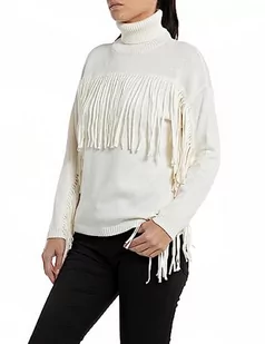 Replay Damski sweter z golfem z frędzlami, 562 Chalk, XS - Swetry damskie - miniaturka - grafika 1