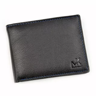 Portfele - Męski portfel Money Kepper CC 5600 czarny + niebieski skóra naturalna - grafika 1