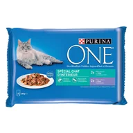 Mokra karma dla kotów - PURINA ONE Indoor Cat 4 x 85 g - tuńczyk, cielęcina - miniaturka - grafika 1