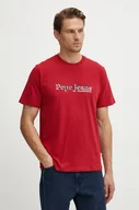 Koszulki męskie - Pepe Jeans t-shirt SOMERS TEE męski kolor czerwony z nadrukiem PM509649 - miniaturka - grafika 1