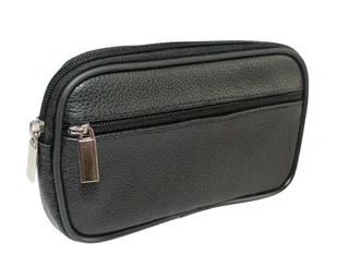 Skórzane Etui Na Telefon MAGRE (PL) Płaska Saszetka JÓZEK Na Pasek Z Suwakiem Na Smartfona CZARNY 18,5 x 11 x 3 [cm] - Torby męskie - miniaturka - grafika 1