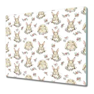 Deski do krojenia - Dekoracyjna Deska Kuchenna ze Szkła 60x52 cm - Króliki jasnobrązowe - miniaturka - grafika 1