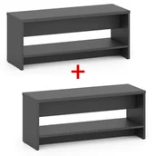 Wyposażenie sportowe i gimnastyczne - Ławka szatniowa z półka na obuwie 1+1 GRATIS, wzmocniona, 1000 mm, grafitowy - miniaturka - grafika 1