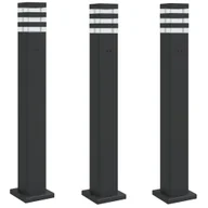 Lampy ogrodowe - vidaXL Zewnętrzne lampy stojące, z gniazdkami, 3 szt., czarne, 80 cm - miniaturka - grafika 1