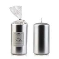 Świece - Świeca parafinowa 7 x 14 cm metalik srebrny - miniaturka - grafika 1