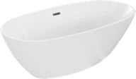 Wanny - Mexen Eris wanna wolnostojąca 180 x 80 cm, biała, przelew gun metal szczotkowany - 53441808000-95 - miniaturka - grafika 1
