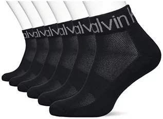 Skarpetki męskie - Calvin Klein Men's Logo Welt 6 Pack Ecom Quarter, czarne, One Size - grafika 1