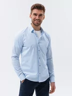 Koszule męskie - Koszula męska z długim rękawem - błękitna K609 - miniaturka - grafika 1