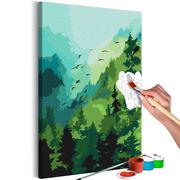 Malowanie po numerach - Obraz do samodzielnego malowania - Las i ptaki (rozmiar 40x60) - miniaturka - grafika 1