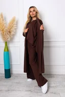 Bluzy damskie - DŁUGA DZIANINOWA NARZUTA ONE SIZE- BRĄZOWA - Olika - miniaturka - grafika 1