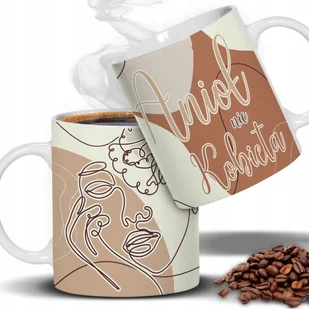 Kubek Biały Ceramiczny ANIOŁ NIE KOBIETA Prezent Dla Kobiet Kobiece Wzory - Kubki - miniaturka - grafika 1