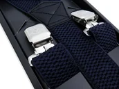 Paski - Szerokie granatowe szelki męskie do spodni XL132 - miniaturka - grafika 1