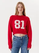 Swetry damskie - Guess Jeans Sweter W5YR33 Z3HM1 Czerwony Regular Fit - miniaturka - grafika 1