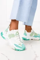 Sneakersy damskie - Zielone sneakersy na platformie buty sportowe sznurowane Casu 8260-5 - miniaturka - grafika 1