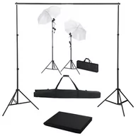Lampy studyjne - vidaXL Lampa studyjna Fotograficzny zestaw studyjny z tłem lampami i parasolkami 3055088 - miniaturka - grafika 1