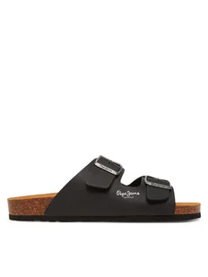 Pepe Jeans Klapki PMS90108 Czarny - Klapki i japonki męskie - miniaturka - grafika 1