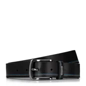 Paski - Męski skórzany pasek z przeszyciami granatowy - miniaturka - grafika 1