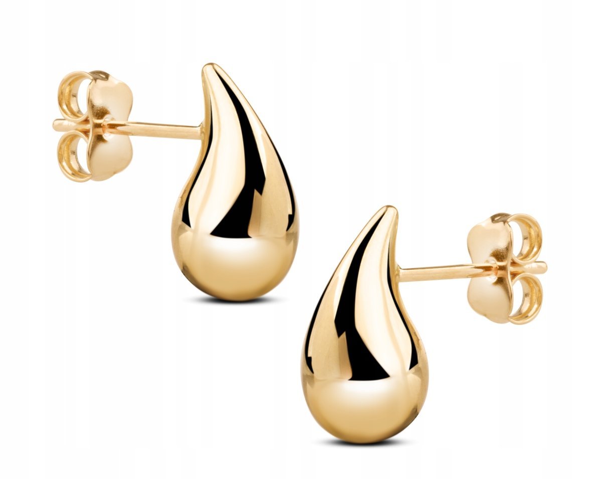 PIĘKNE ZŁOTE KOLCZYKI NA SZTYFT KROPELKI GOCCIOLINE 8KT 333