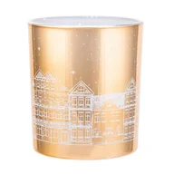 Świeczniki - Świecznik szklany złoty z jasnym wnętrzem 9 x 10 cm kamieniczki - miniaturka - grafika 1