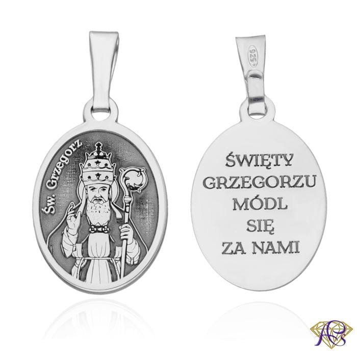 Srebrny medalik Ag 925 rodowany Św. Grzegorz MDC099R