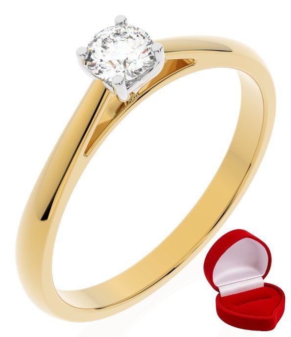 ZŁOTY PIERŚCIONEK ZARĘCZYNOWY 585 14k DIAMENT LAB BRYLANT 0,19 ct R25